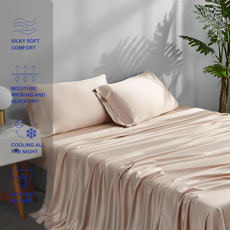 Cooling Sheets Split King Size Sandy - Rayon Derrived from Bamboo, Luxury Hotel gallery