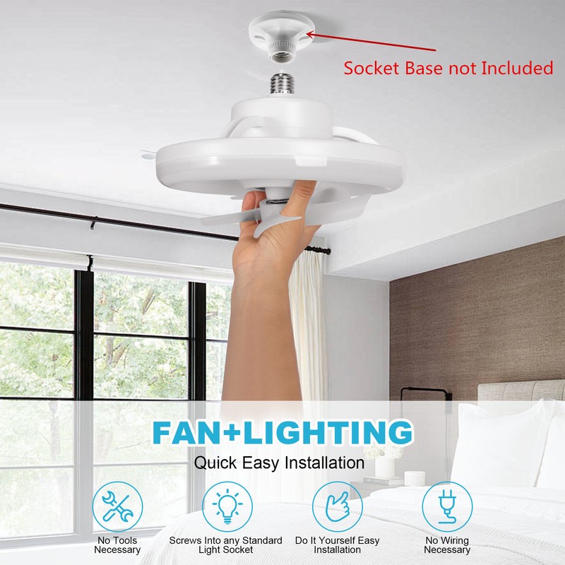 Socket Ceiling Fans With Lights And Remote- Socket Fan Light With Dimmable LED gallery