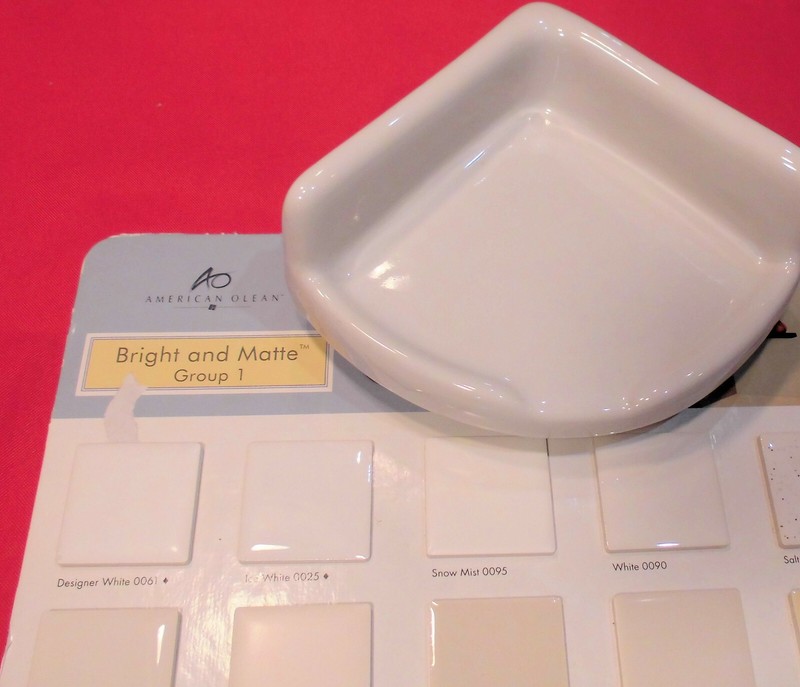 Vintage White; Extra Small Ceramic Corner Bath-Shower Soap Dish-Tray-Shelf 5" gallery