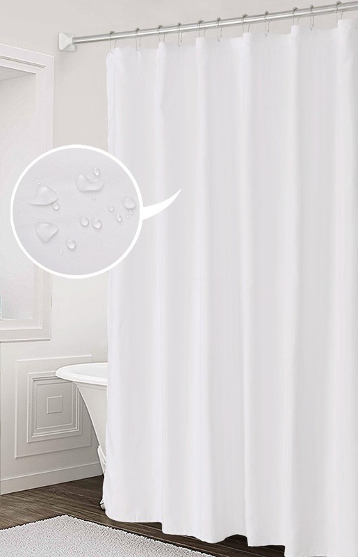 Fabric Shower Curtain Liner Solid White Hotel Quality Mildew Resistant Washable gallery