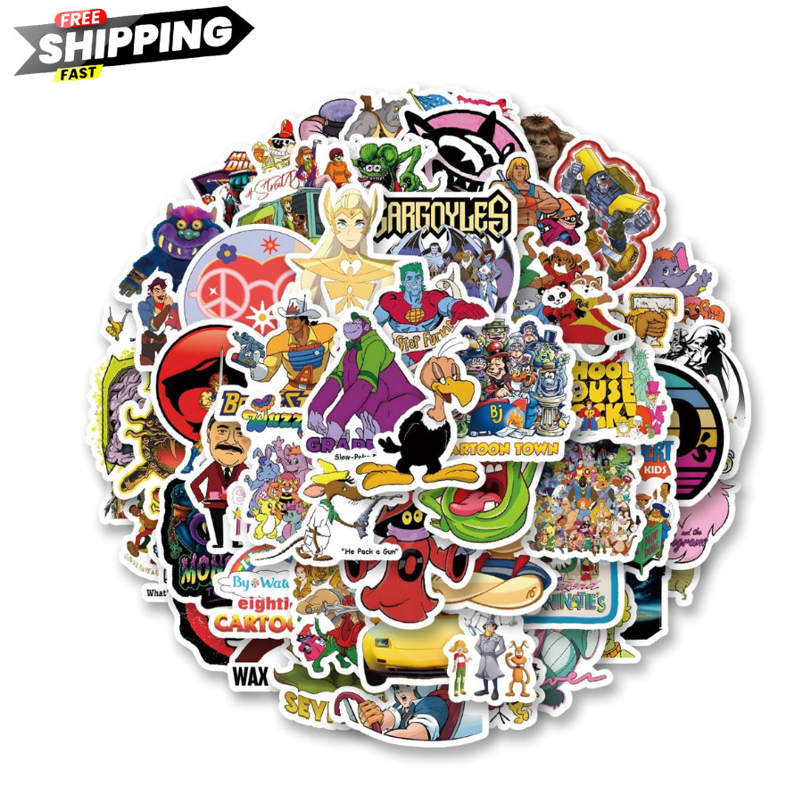 80s Cartoon Stickers Pack - 63 Vinyl Decals for Kids and Teens' Decor gallery