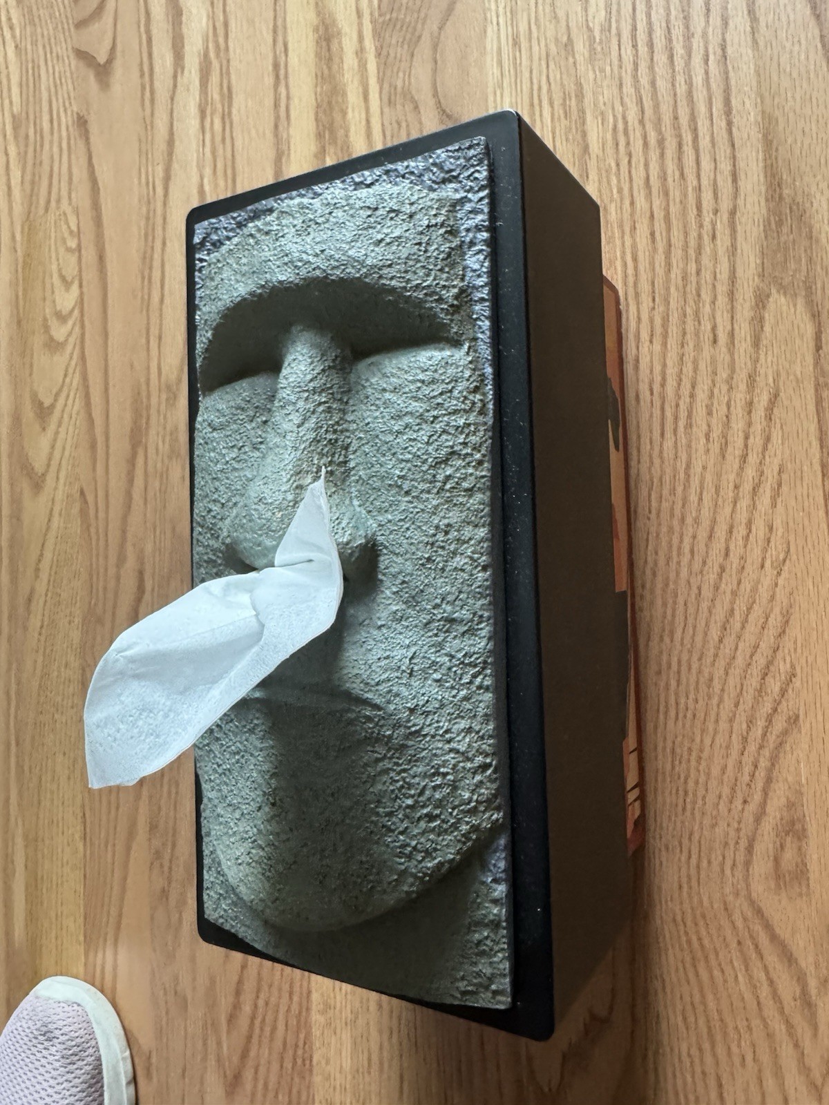 New Moai Easter Island Head Tissue Box Cover Stone Look Resin Novelty Decor Gray gallery