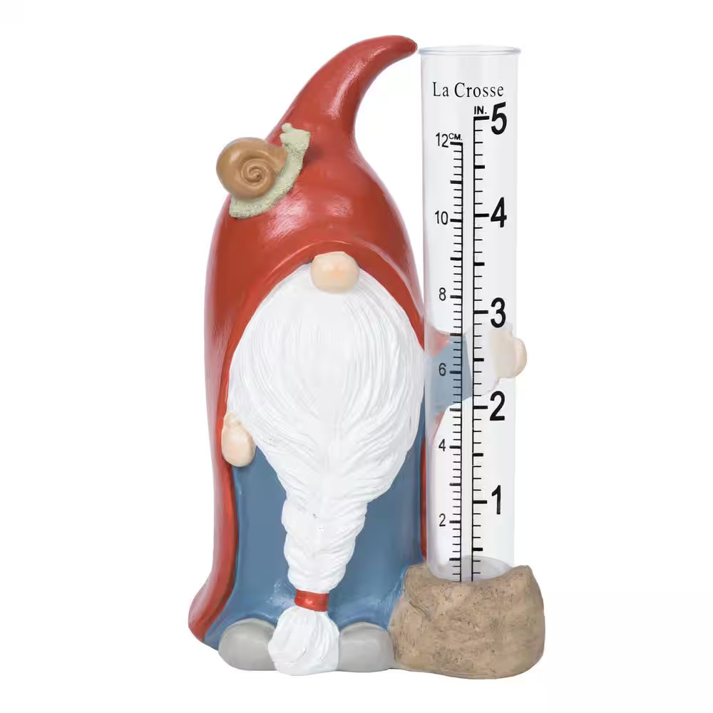 5 In. Table Standing Polyresin Gnome Rain Gauge gallery