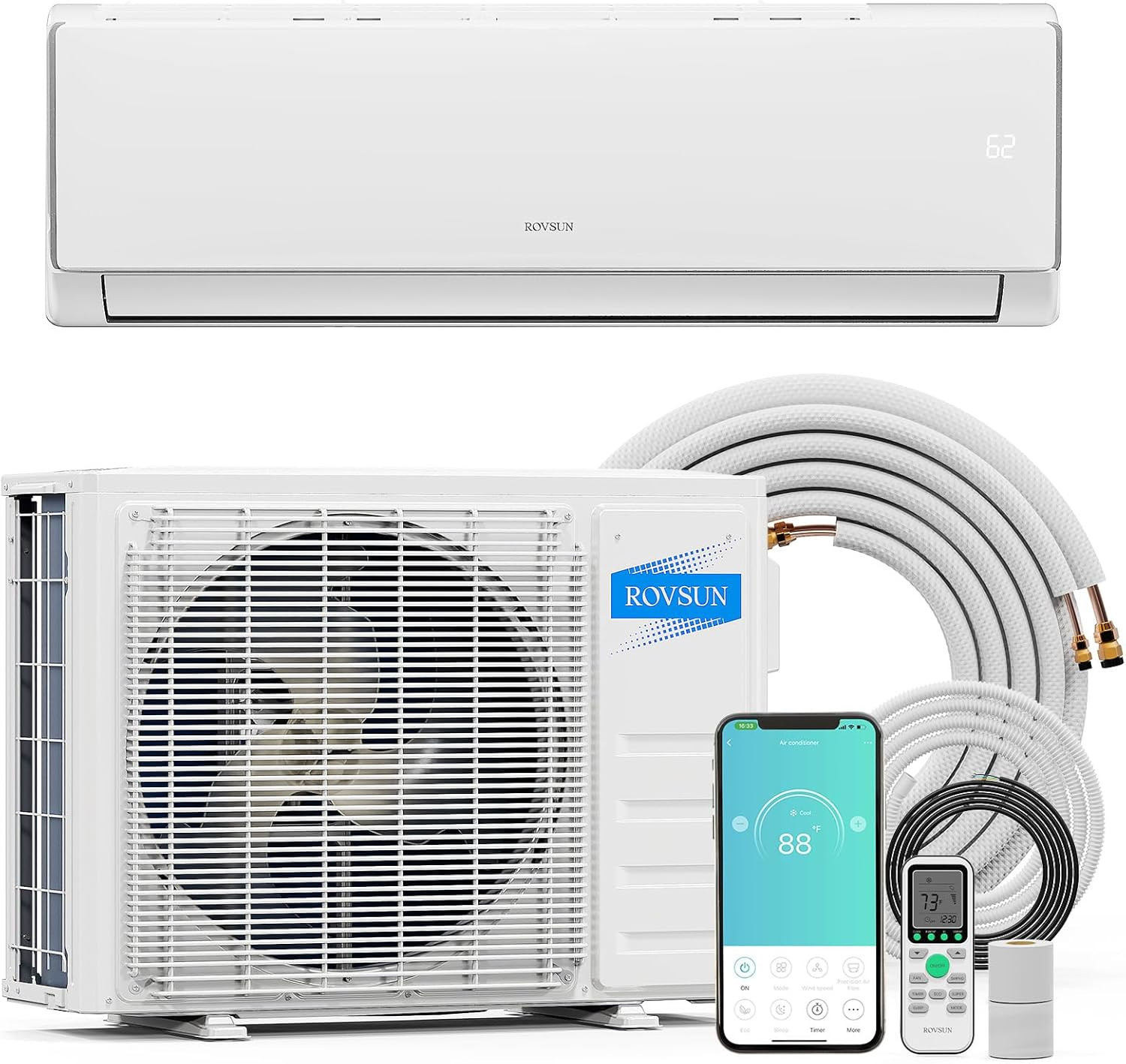 11500 BTU WiFi Mini Split AC & Heater, Ductless Inverter with Installation Kit gallery