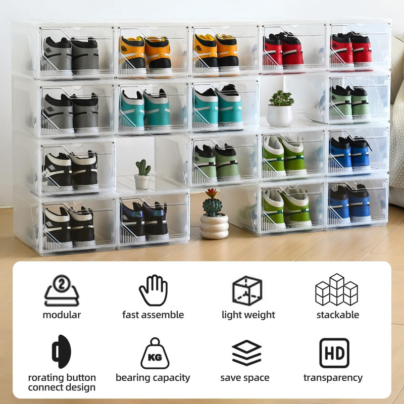 6 XXL Large Shoe Storage Stackable Boxes Fit Size 13 14 15 For Closet Bedroom gallery