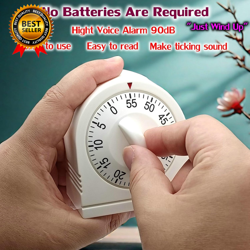 60 Minute Wind up Timer, Visual Mechanical Timer with Loud Alarm Manual gallery