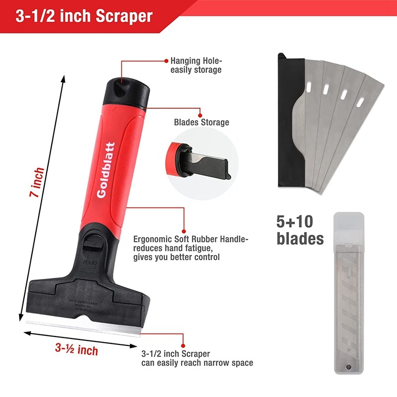 Goldblatt 2 Piece Razor Blade Scraper w/20-piece Blades 4-in Floor Scraper Tool gallery