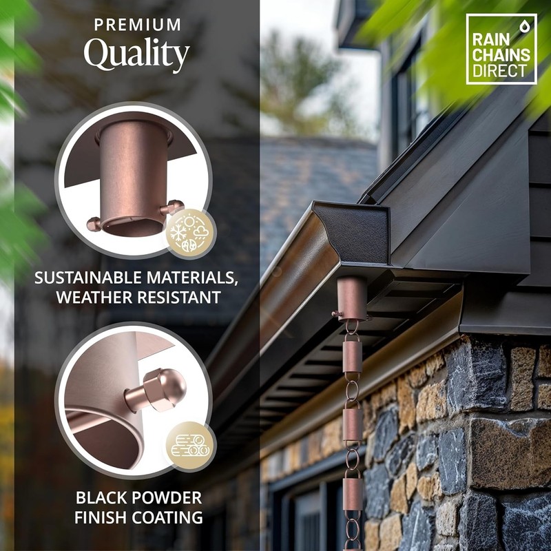 Elegant Copper Rain Chain Gutter Adapter - No-Tool Installation, 5.5" x 2.5" gallery