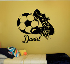SOCCER THEME – PERSONALIZED YOUR NAME – COLOR CHOICES – WALL VINYL DECAL STICKER
