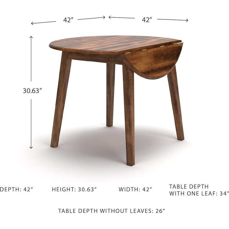 Round Drop Leaf Dining Table Rustic Furniture Small Space Kitchen Table Seats 4 gallery