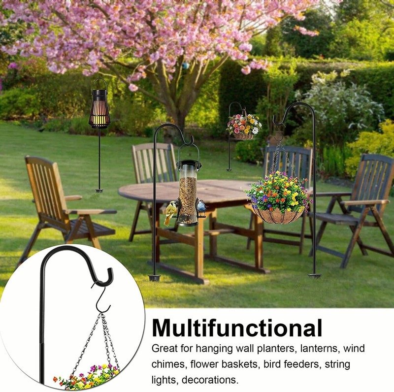 33" Shepherds Hook Bird Feeder Pole Plant Hangers Outdoor Ground Stakes Spikes gallery