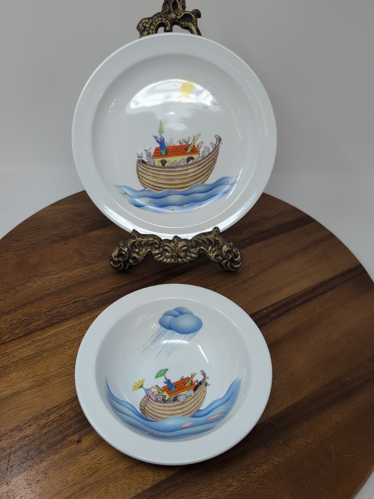Noahs Ark Childrens Plate Bowl Set Royal Worcester England Penny Ives Vintage gallery