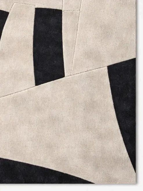 Mosaic Black & Beige Hand Tufted NZ Wool Rug for Bed Room gallery