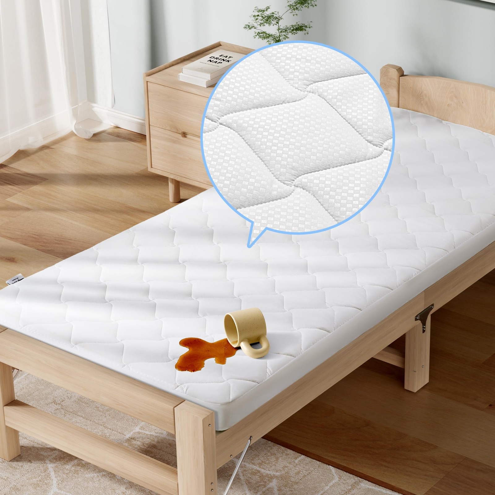 Cot Mattress Protector, Waterproof Mattress Protector for Narrow Twin Bed - F... gallery