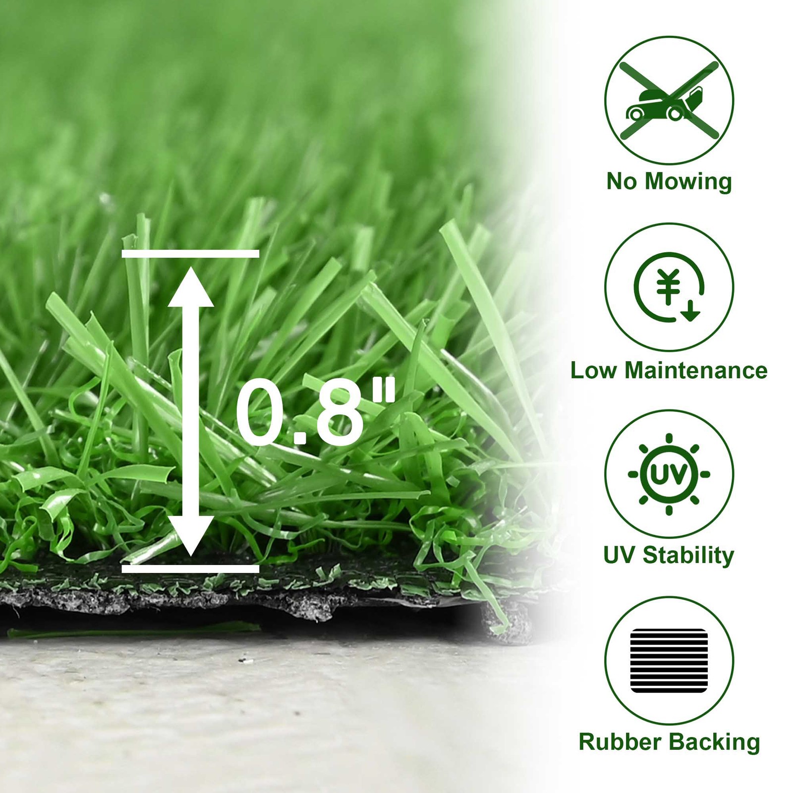 Yescom Artificial Grass Turf 0.8" Synthetic Lawn Indoor Outdoor Home Décor gallery