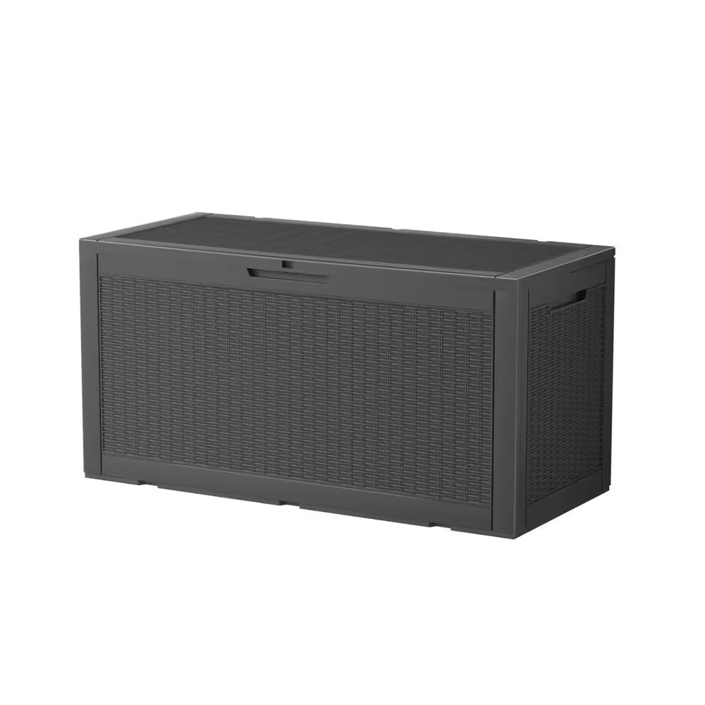 100 Gal. Black Resin Deck Box Waterproof Outdoor Storage Box gallery