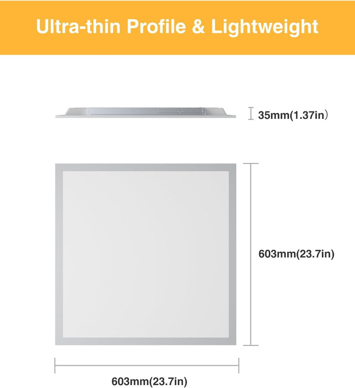 Dimmable 2X2 LED Flat Panel Light, 2 Pack, 5200LM, Selectable Wattage & Color gallery