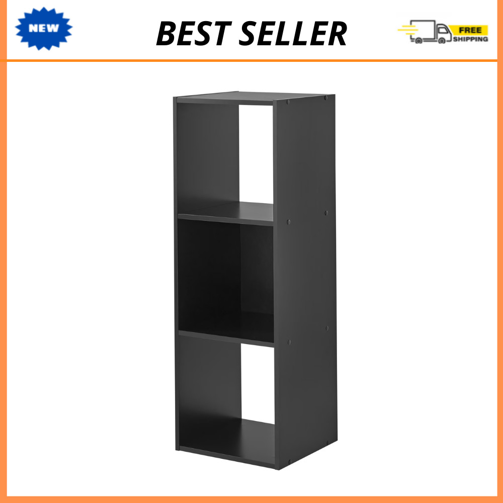 Mainstays 3Cube Storage Organizer Black, Bookshelf Display Shelf, Home Furniture