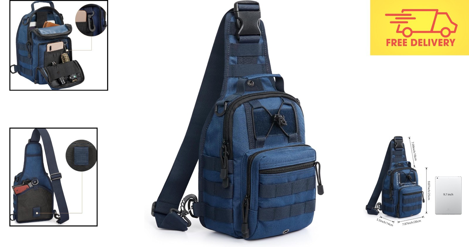 Durable Water-Resistant Travel Backpack with Multiple Compartments - Dark Blue 2