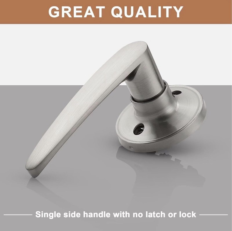 6-Pack Single Door Hardware Dummy Lever Door Handles for Closets Satin Nickel gallery