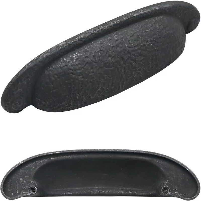 5 Pack Rustic Cup Pulls Black Iron 3 Inch (76Mm) Hole Center Vintage Farmhouse S gallery