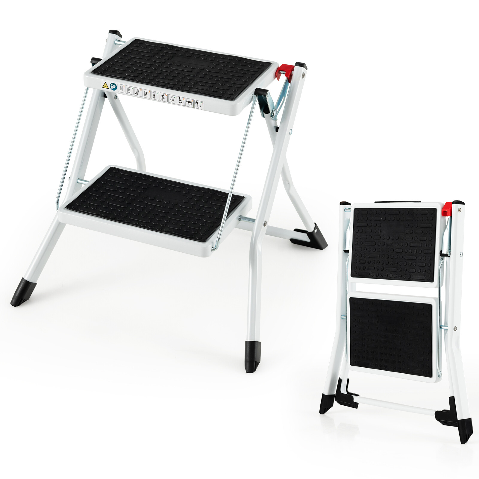 2-Step Folding Ladder Lightweight Portable Step Stool Heavy-Duty Metal Frame gallery