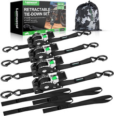 Retractable Ratchet Straps (4-Pack) – 1 Inch X 10 Feet (1,650Lb Break Strength)
