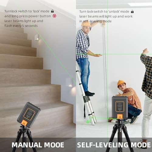 Self-Leveling Cross Line Laser Level 100ft/30 meters Range,10-level Brightness gallery