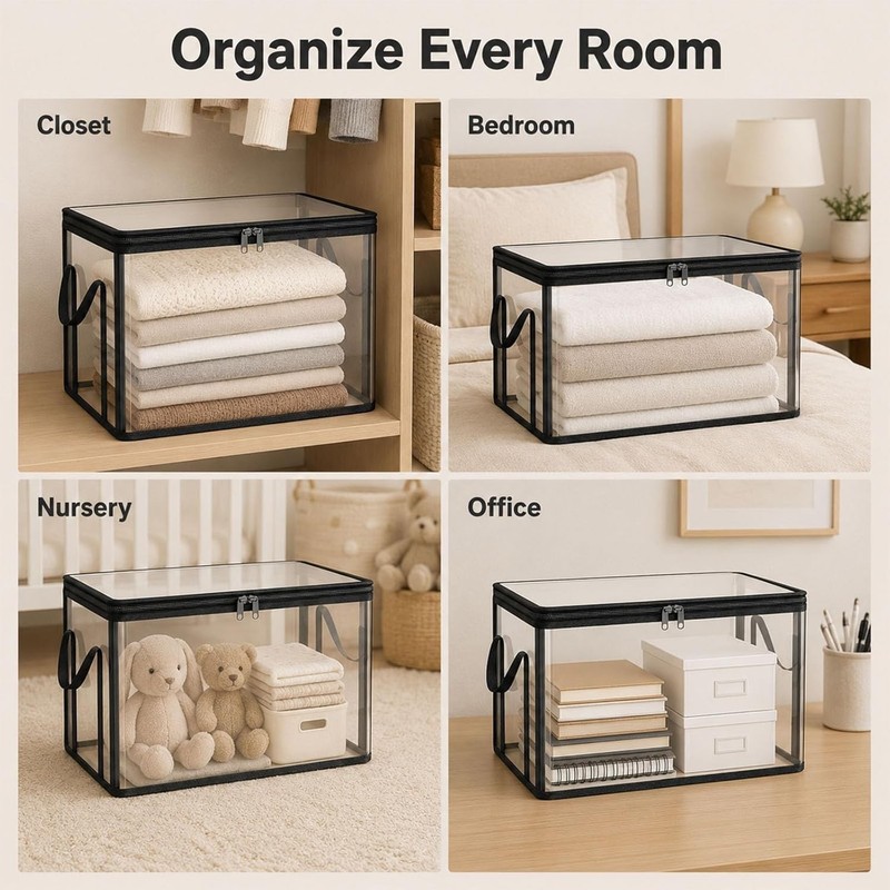Large-Capacity Clear Storage Bag, Foldable Heavy Duty Transparent Moving Boxes gallery