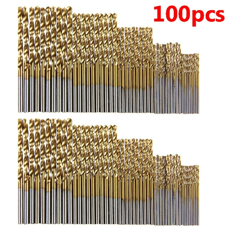 100pcs Titanium Coated HSS Drill Bit Set 1–3mm High Speed Steel Tools - NEW gallery