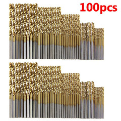 100pcs Titanium Coated HSS Drill Bit Set 1–3mm High Speed Steel Tools – NEW