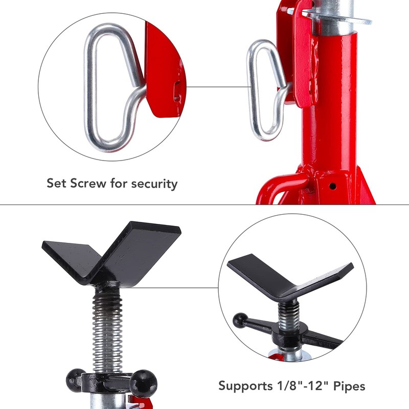 2pack 28-52" Adjustable Height 1/8"-12" Capacity V Head Pipe Jack Stand 2500 lbS gallery