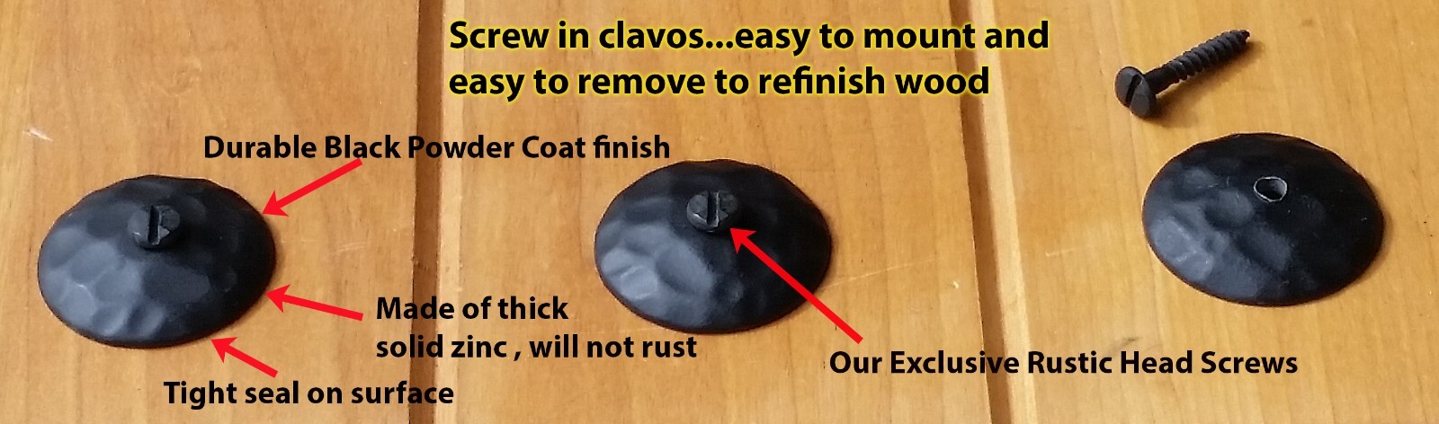 Screw On Clavos, Hammered, Matte Black Finish gallery
