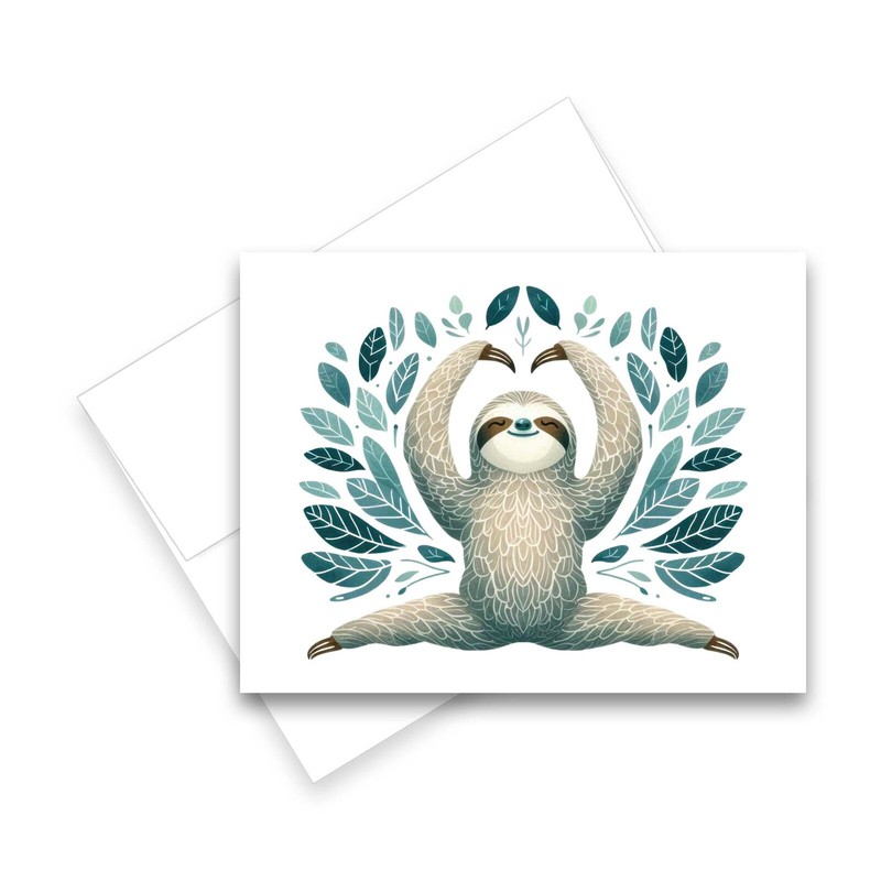 12 Assorted All Occasion Notecards Blank with Envelopes - YOGA SLOTH ( 2 of Each gallery
