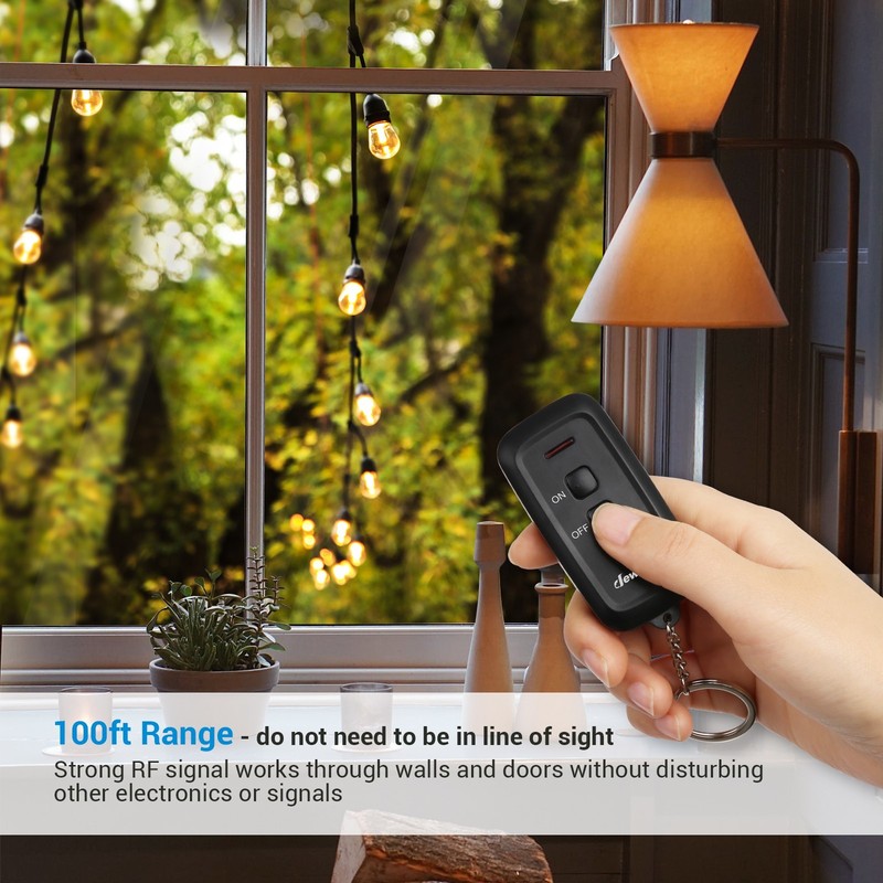 DEWENWILS Outdoor Remote Control Outlet 15A 1875W Waterproof 100FT Range gallery