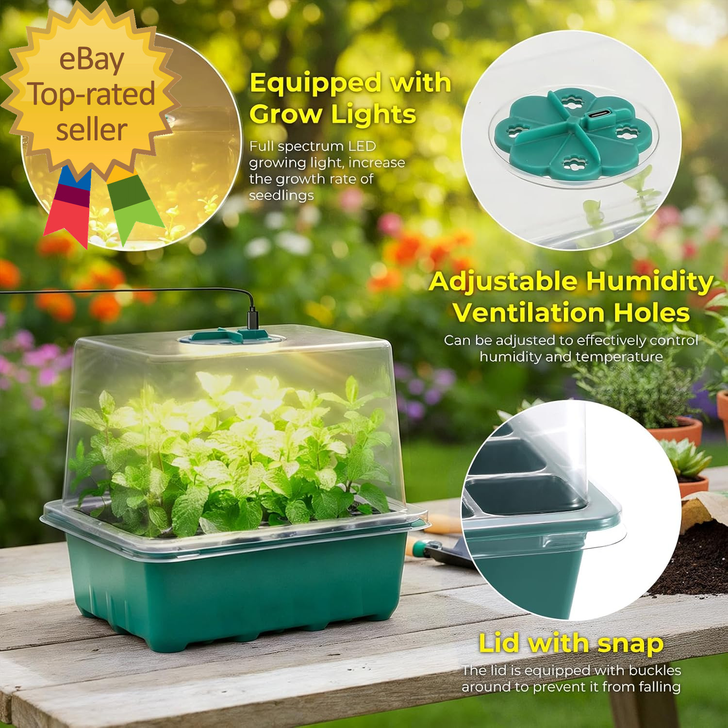 Seed Starter Tray with Grow Light 6Pcs Seed Starter Kits with Light and Humidity gallery