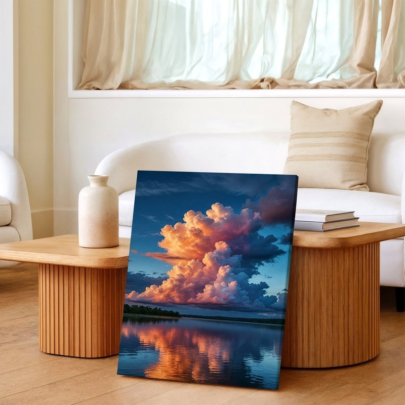 Wall Art Sunset Cloudscape Over Lake Reflection Canvas Print Nature Landscape gallery