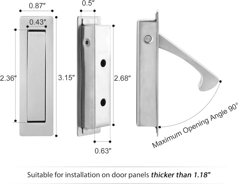 Pocket Door Pull Handle, Edge Pull, Stainless Steel Pocket Door Hardware gallery