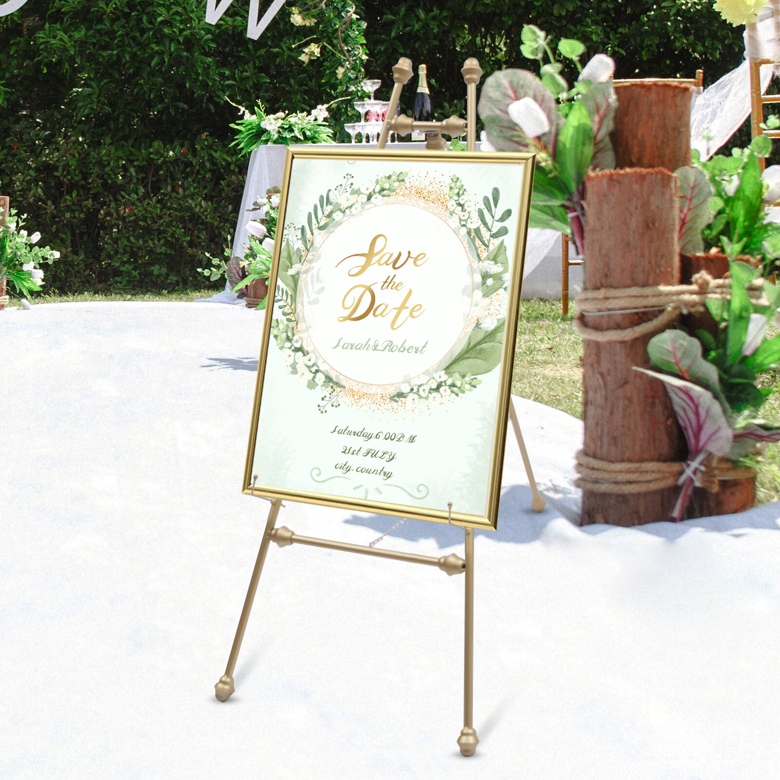 2PCS Easel Stands Floor Mount Golden Wedding Easel Stand For Wedding Party gallery