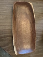 Wood Large Rectangular Serving Tray, Brown Matte Finish, Solid Plain