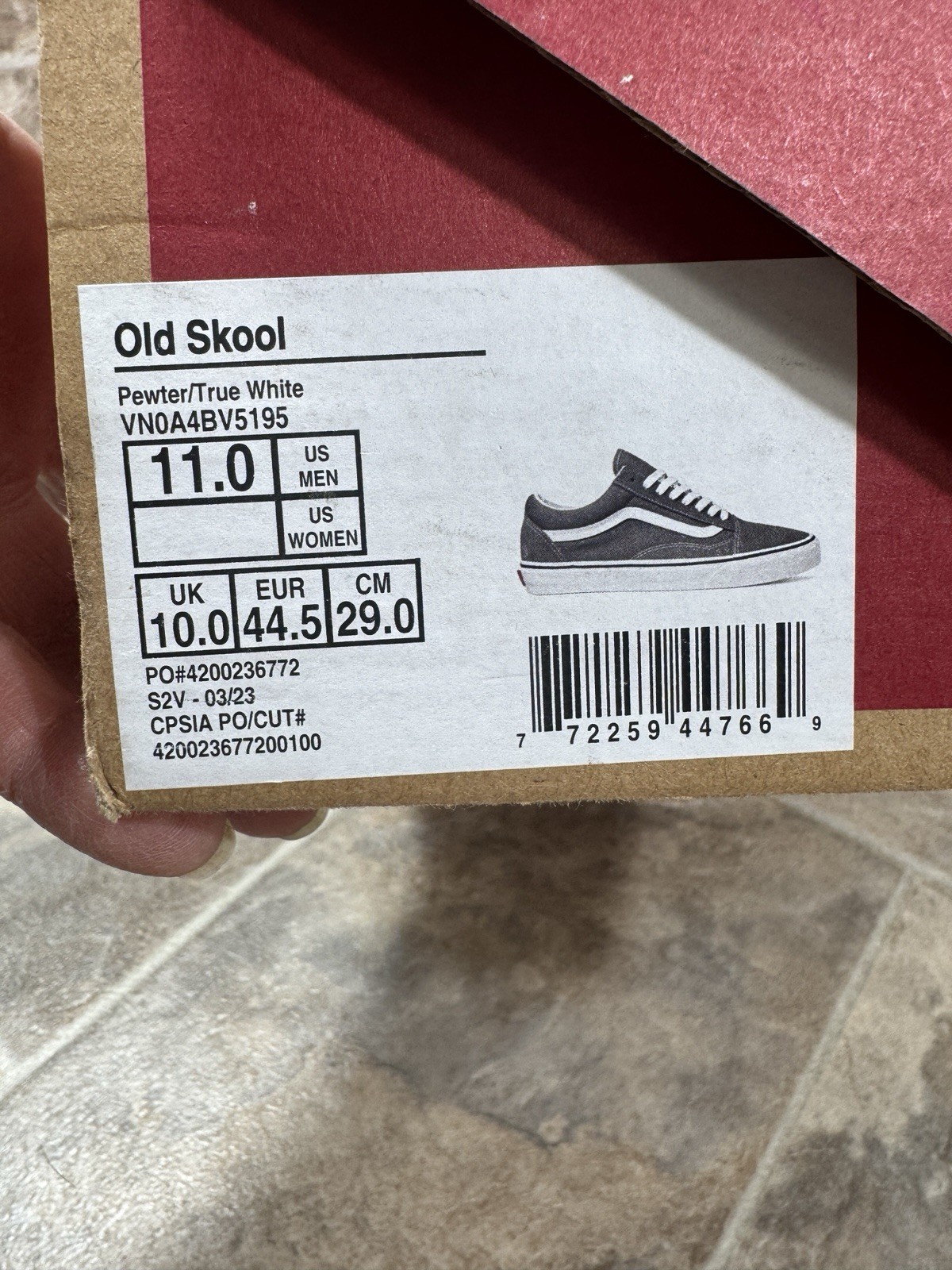 *Empty Box*Old Skool Vans Pewter/True White VNDA4BV5195 Size 11 Men, Empty Box gallery
