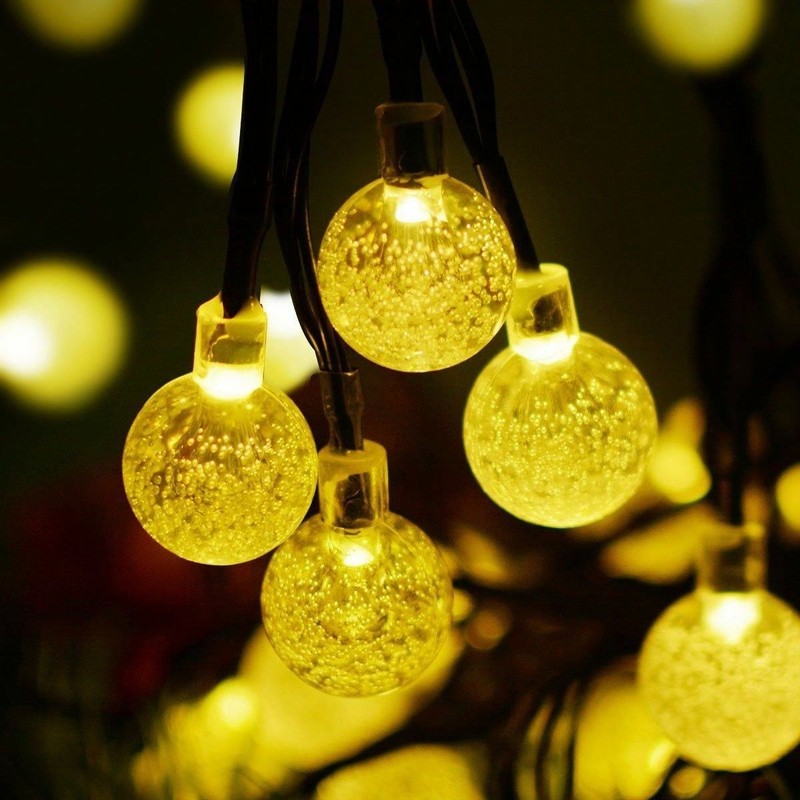 20ft 30 LED Solar String Ball Lights Outdoor Waterproof Warm White Garden Decor gallery