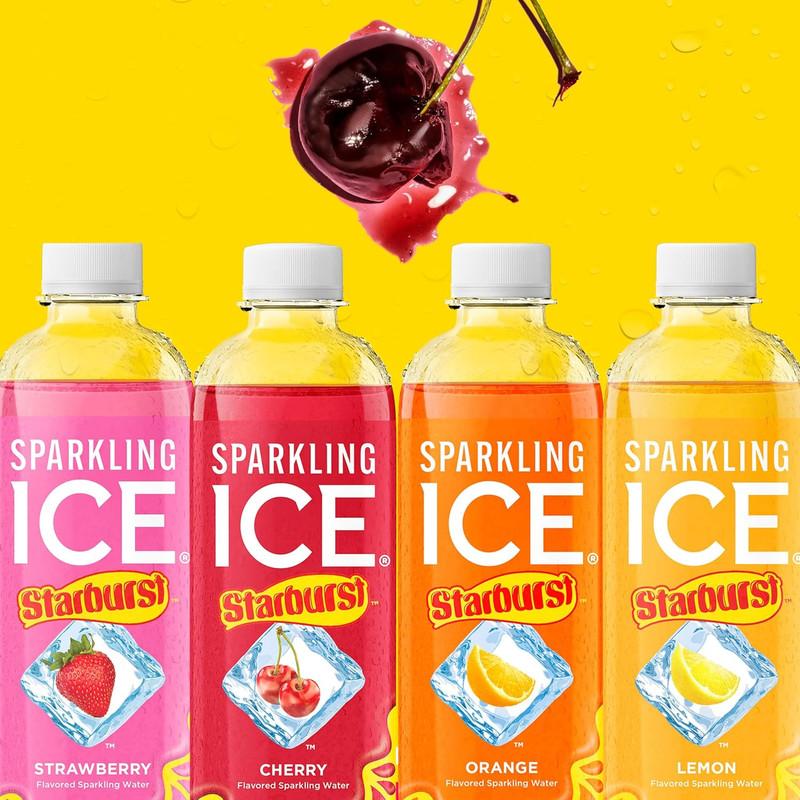 Sparkling Ice STARBURST Cherry, Zero Sugar Flavored Sparkling Water, with Vitami gallery