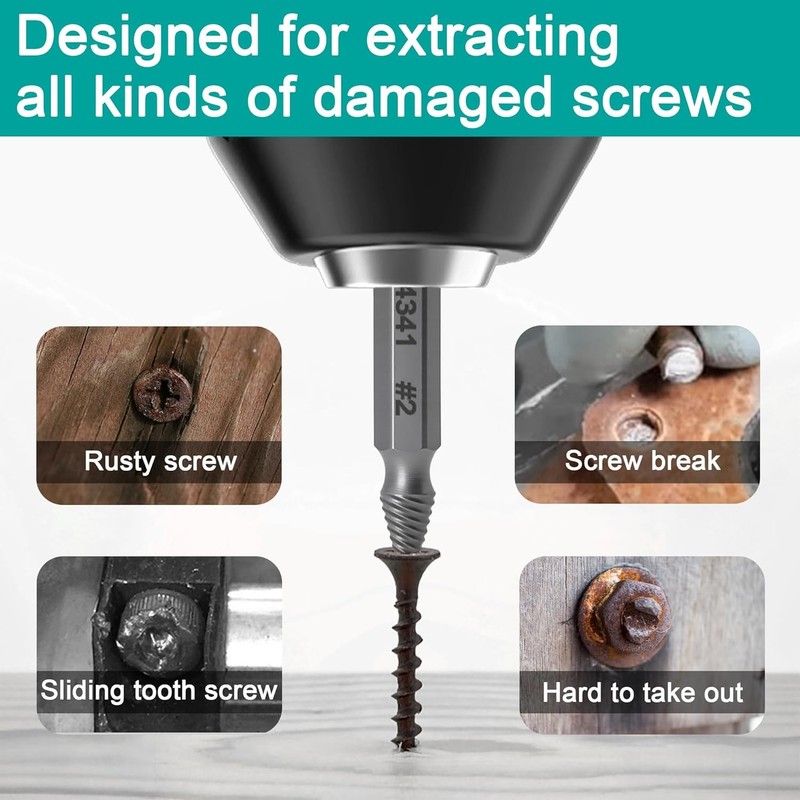 Damaged Screw Extractor Set HSS Drill Bit Easy Out Broken Bolt Stripped Remover gallery