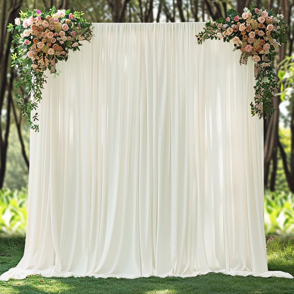 Ivory Backdrop Curtain 10x10ft Wrinkle Free Fabric Drapes 2 Panels 5x10ft gallery
