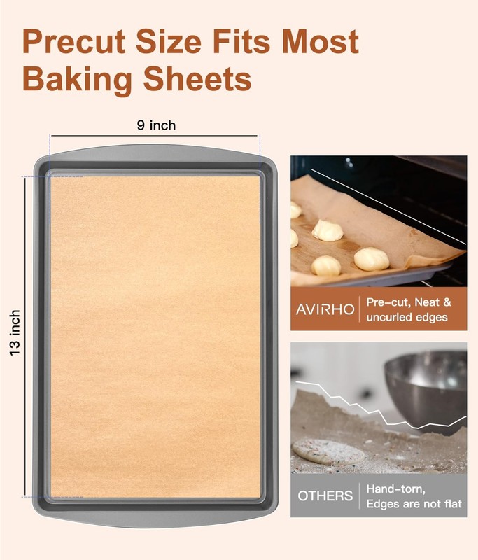 Unbleached Parchment Paper Baking Sheets, 9x13IN Precut Non-Stick Parchment P... gallery