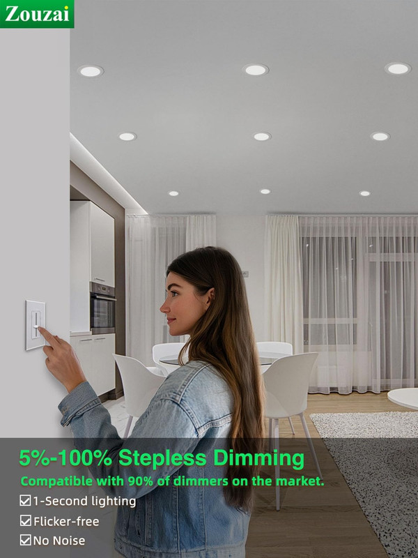 24 Pack 4 Inch Ultra-Thin LED Recessed Ceiling Light with Junction Box 5CCT Adju gallery