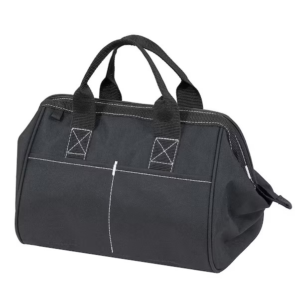 12-Inch Black Tool Storage Bag With Zipper - Double Wall Construction -9"x12"x7" gallery