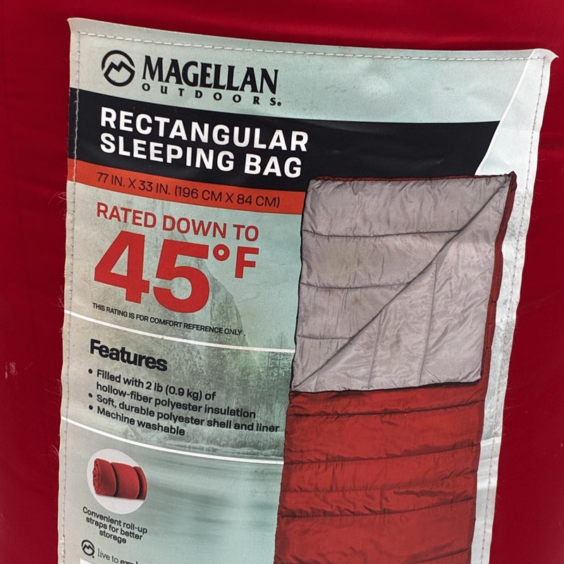 Magellan Outdoors Rectangular Sleeping Bag 45°F 77x33in Camping Hiking Red gallery