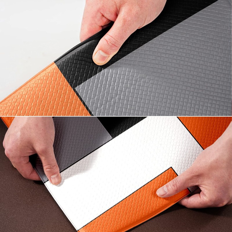 Orange Black Grey White Kitchen Rugs Set of 2 Cushioned Anti Fatigue 17.5x47 gallery